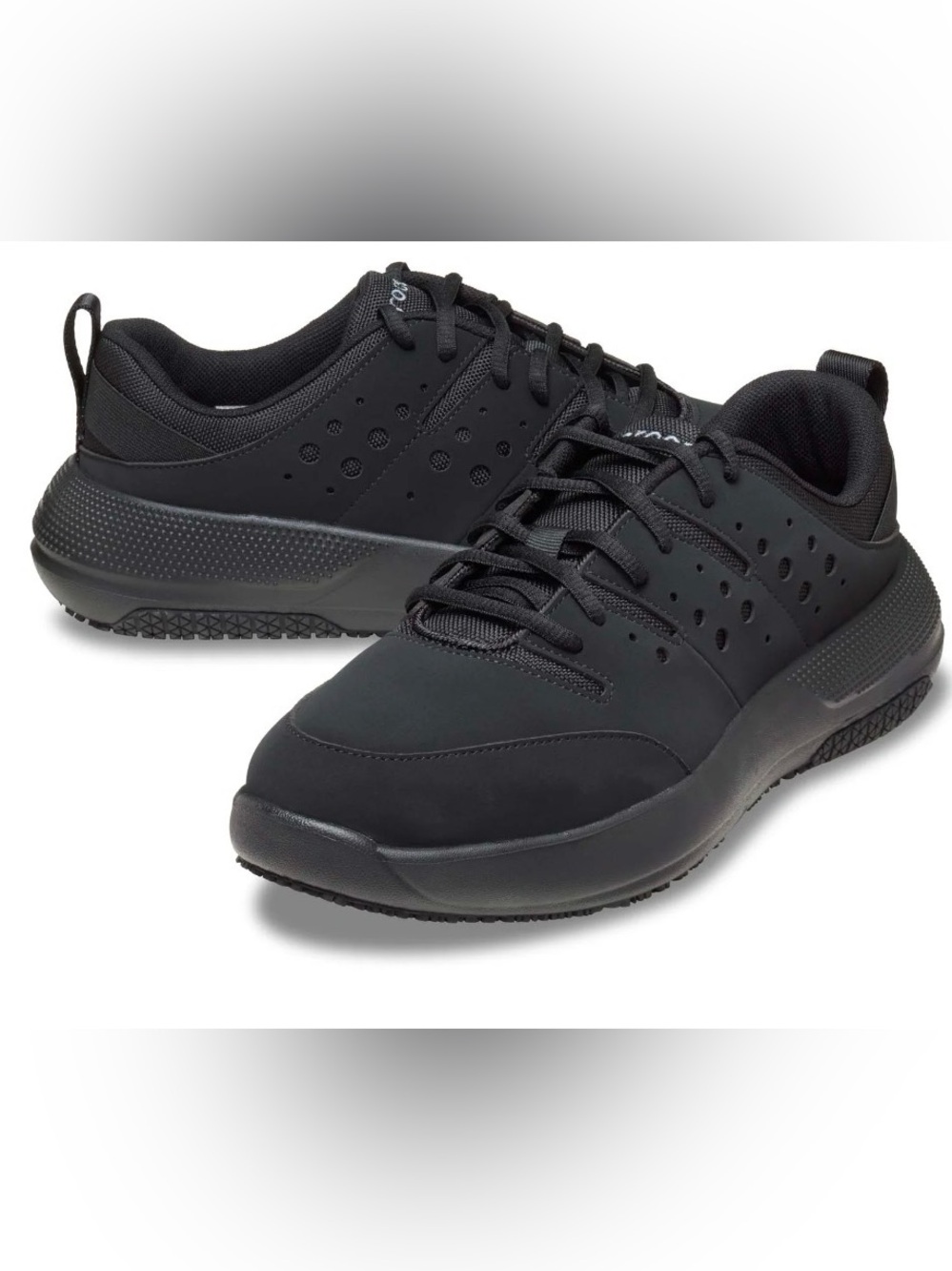 Crocs On The Clock Work Sneaker Black Slip Resistant Comfort Shoes Size 8